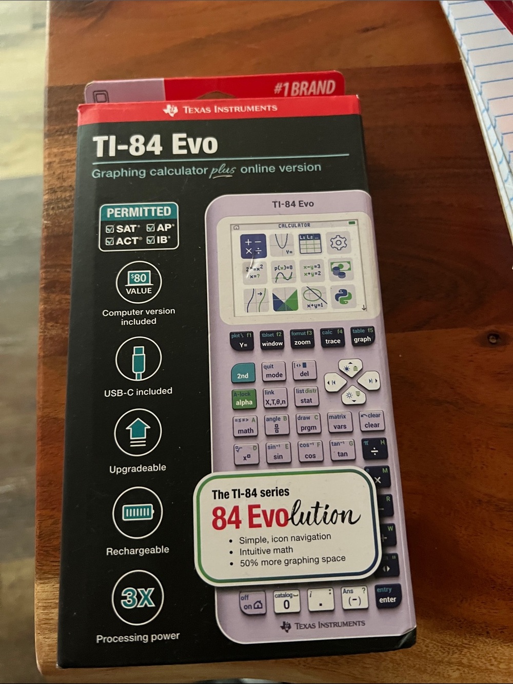 Texas Instruments TI-84 Evo Graphing Calculator - Lavender and White